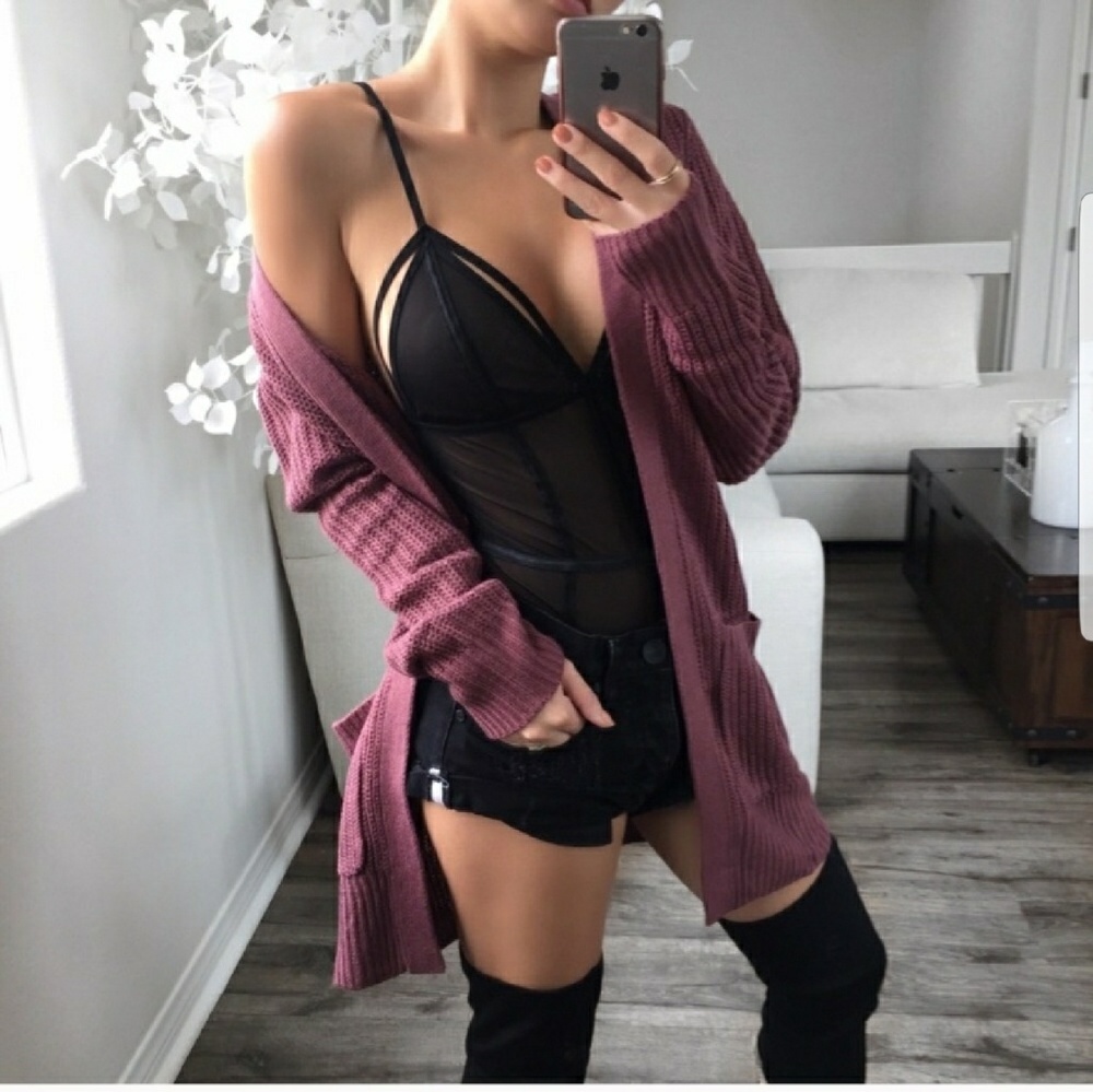Mauveberry Pocket Cardigan - Picture 1 of 6